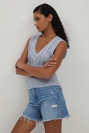 Paige Cable Knit Vest in Soft Blue - Image 3 of 5