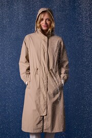 Hensley Tan Brown Waterproof Longline Coat with Packable Hood - Image 1 of 11