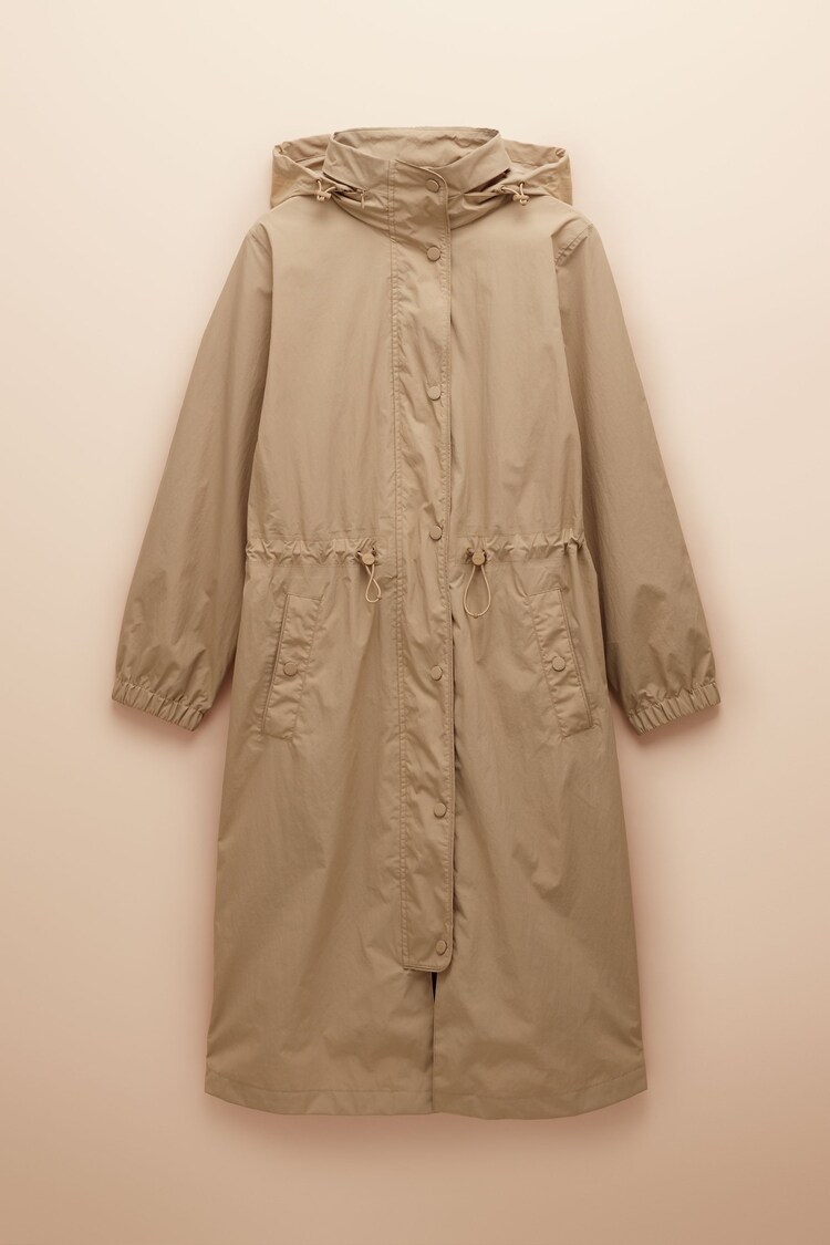 Hensley Tan Brown Waterproof Longline Coat with Packable Hood - Image 11 of 11