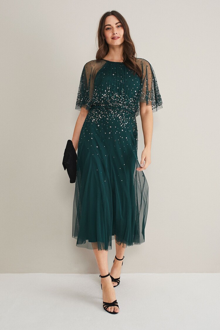 Phase Eight Grey Lumi Short Tulle Beaded Dress - Image 1 of 7