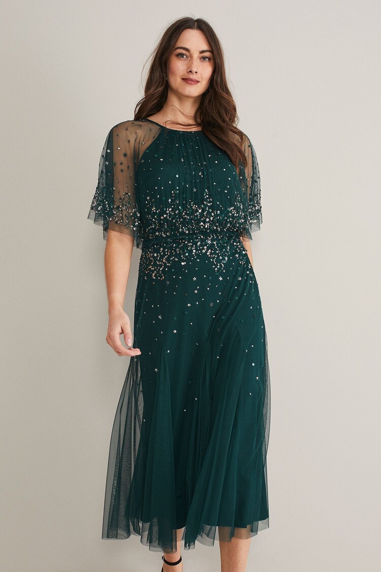 Phase Eight Grey Lumi Short Tulle Beaded Dress - Image 2 of 7