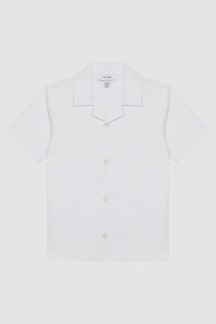 Cotton Jersey Buttoned Shirt in White - Image 2 of 6