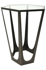 Libra Interiors Bronze Catalan Gilded Glass Top Side Table - Image 2 of 2