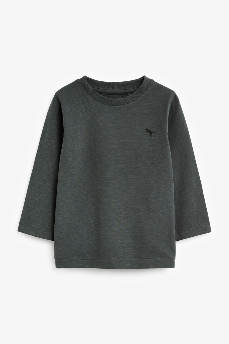 Charcoal Grey Long Sleeve Plain T-Shirt (3mths-7yrs) - Image 1 of 2