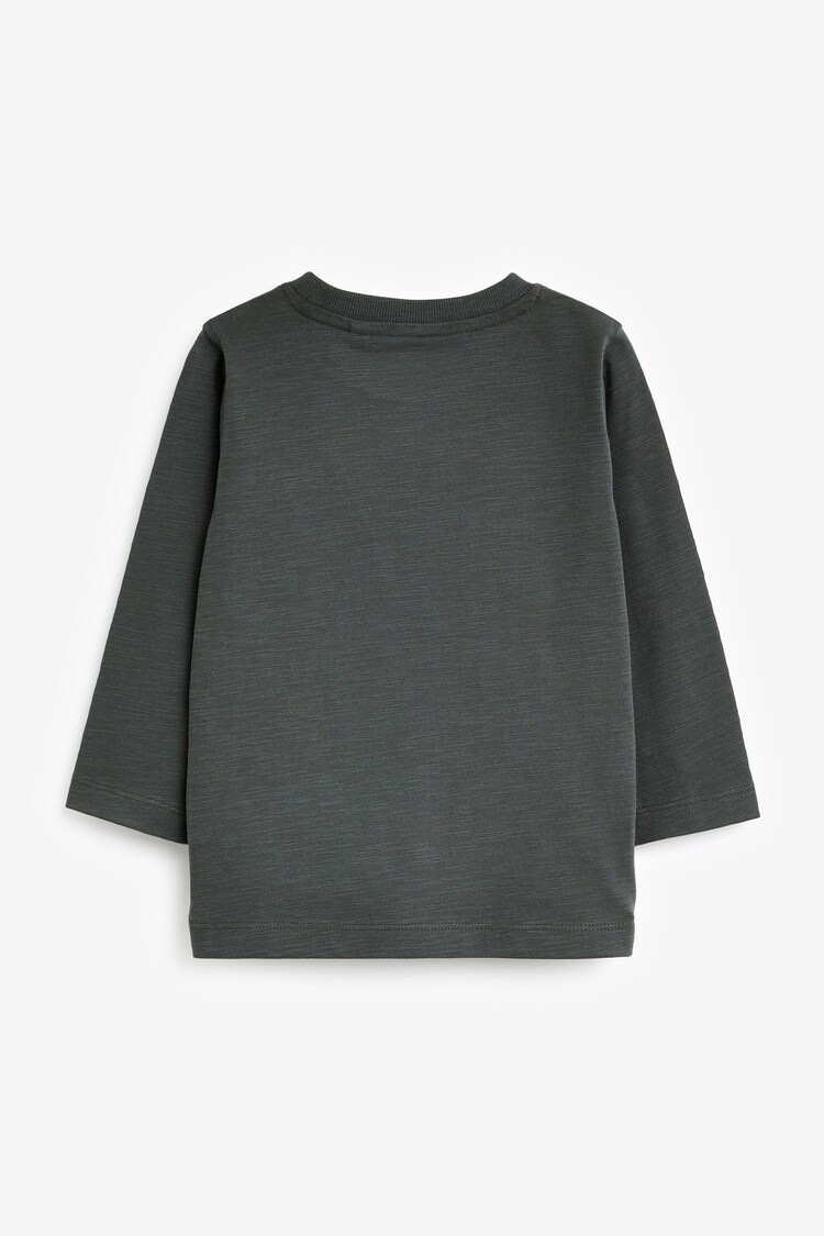 Charcoal Grey Long Sleeve Plain T-Shirt (3mths-7yrs) - Image 2 of 2