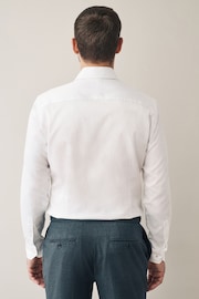 White Slim Fit 100% Pima Cotton Sateen Finish Long Sleeve Signature Shirt - Image 3 of 7