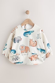 Neutral Safari Animals Baby Weaning And Feeding Sleeved Bib - Image 1 of 7