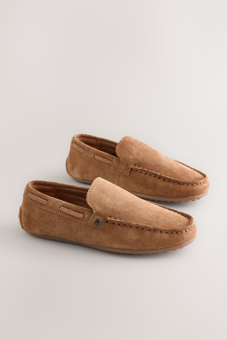 Suede Tan Brown Standard Fit (F) Loafers - Image 1 of 5
