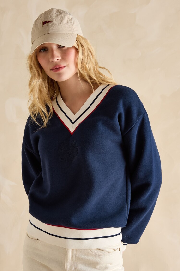 Varsity Navy Embroidered Sweatshirt - Image 1 of 7