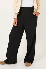 Черный - FatFace Shirred Palazzo Wide Leg Trousers - Image 4 of 6