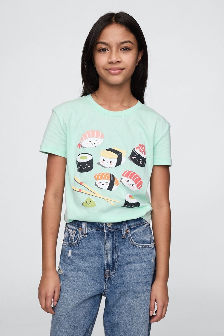 Green Sushi Graphic Short Sleeve Crew Neck T-Shirt (4-13yrs) - Image 1 of 4