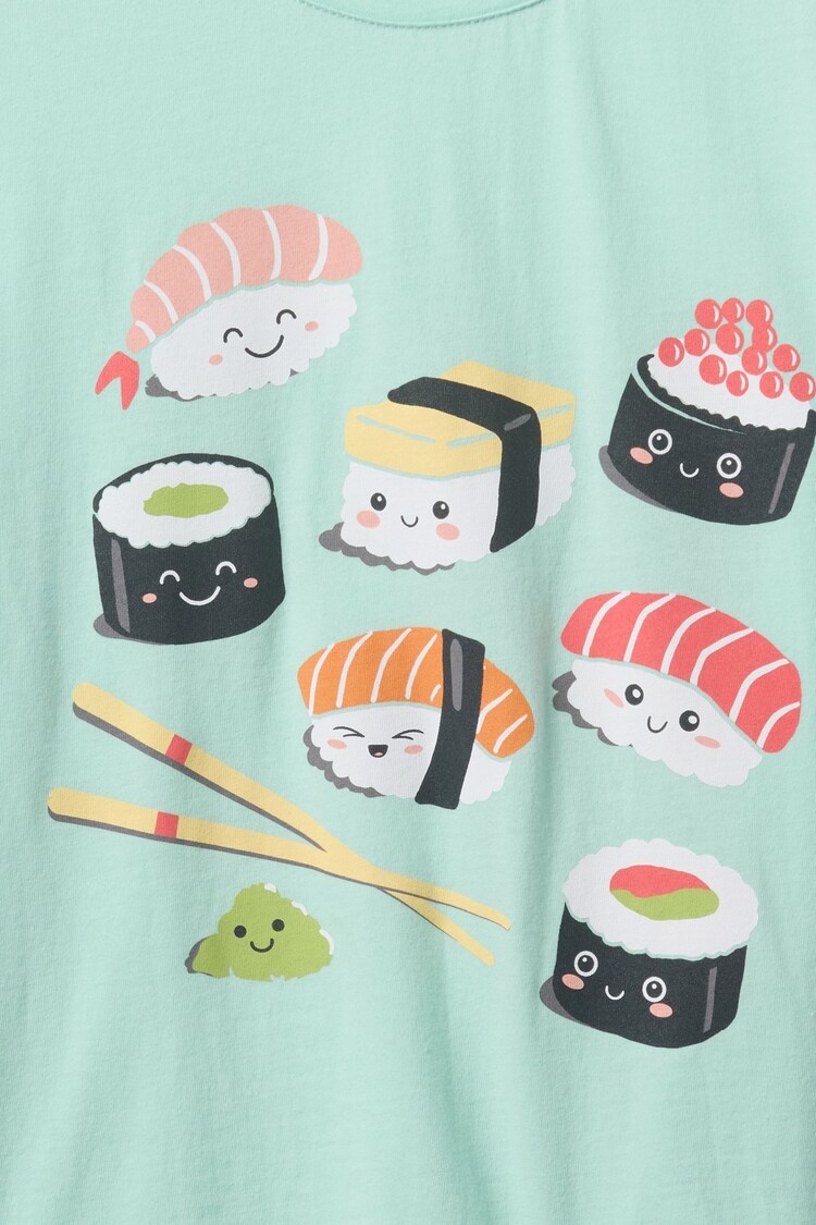 Green Sushi Graphic Short Sleeve Crew Neck T-Shirt (4-13yrs) - Image 4 of 4