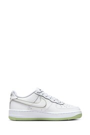 Nike White/Lime Air Force 1 Youth Trainers - Image 1 of 11