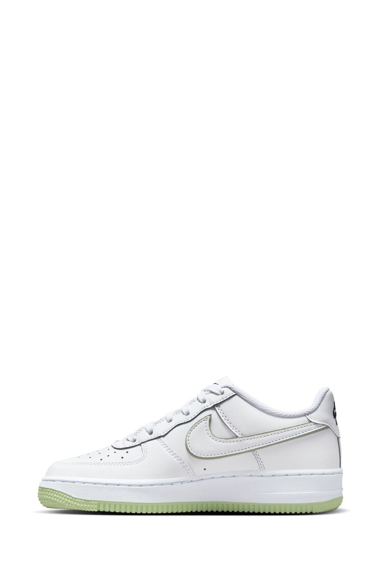Nike White/Lime Air Force 1 Youth Trainers - Image 2 of 11