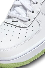 Nike White/Lime Air Force 1 Youth Trainers - Image 7 of 11