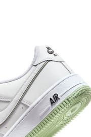 Nike White/Lime Air Force 1 Youth Trainers - Image 8 of 11