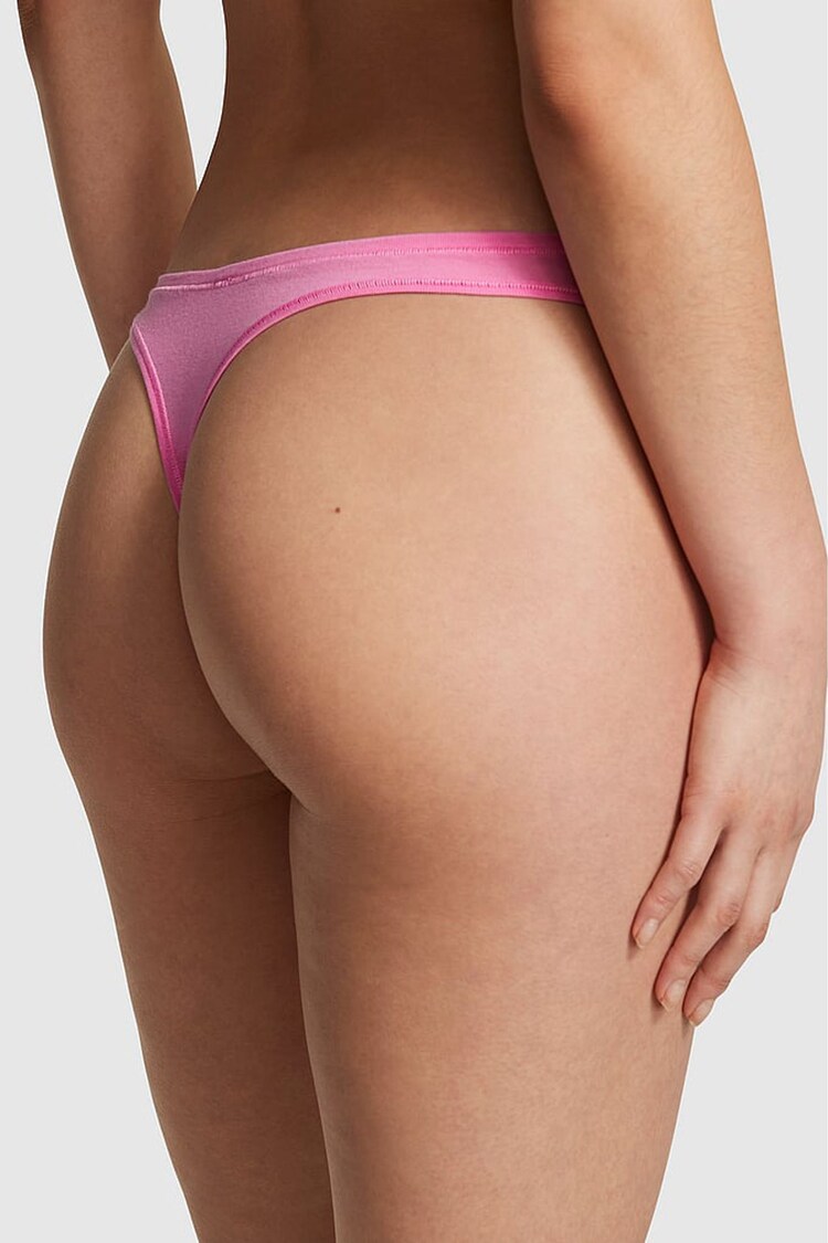 Fuchsia Pink Thong Cotton Knickers - Image 2 of 3