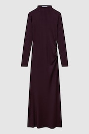 Good American Knitted Funnel Neck Midi Dress in Malbec - Image 2 of 5