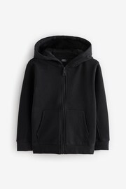 Black Plain Zip Through Hoodie (3-16yrs) - Image 1 of 4