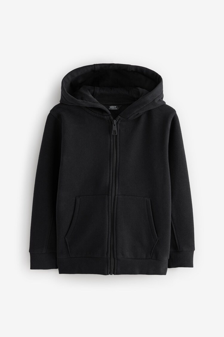 Black Plain Zip Through Hoodie (3-16yrs) - Image 1 of 4