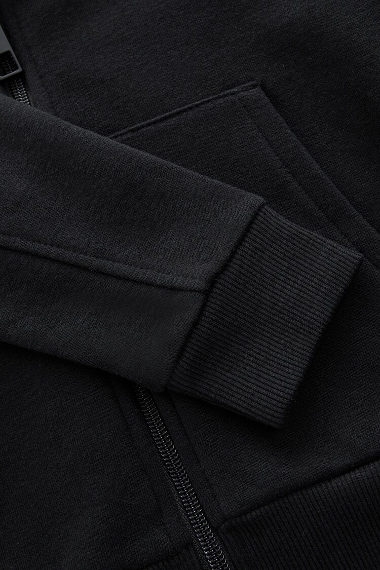 Black Plain Zip Through Hoodie (3-16yrs) - Image 4 of 4