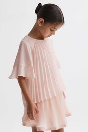 Pleated Flare Sleeve Top in Pink - Image 4 of 6