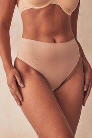 Nude High Waist Brief Shaping Tummy Control Premium Cotton Blend Knickers - Image 1 of 4