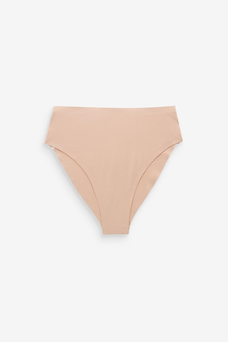 Nude High Waist Brief Shaping Tummy Control Premium Cotton Blend Knickers - Image 4 of 4