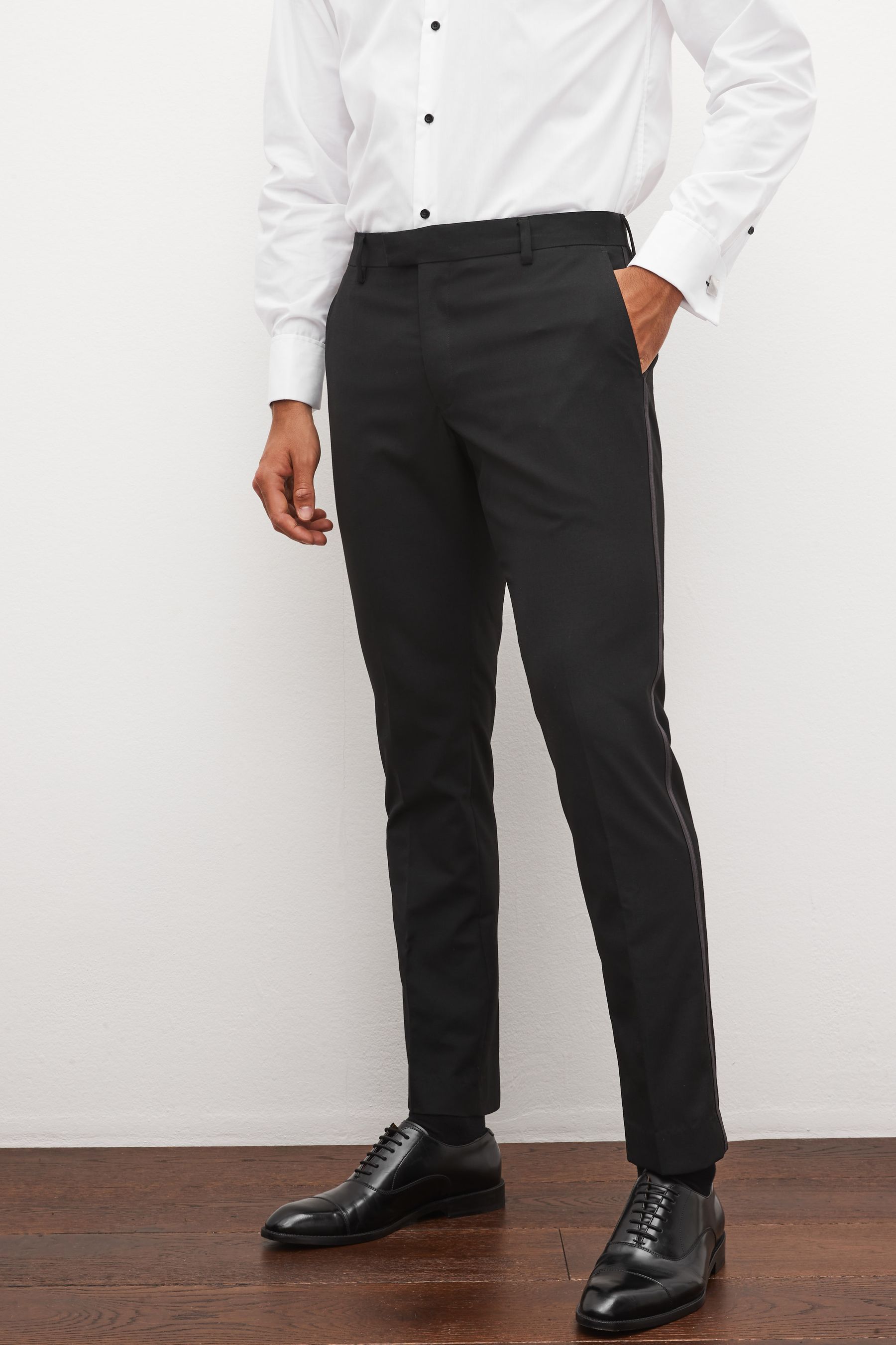 Buy Tape Detail Slim Fit Tuxedo Suit Trousers from Next Luxembourg