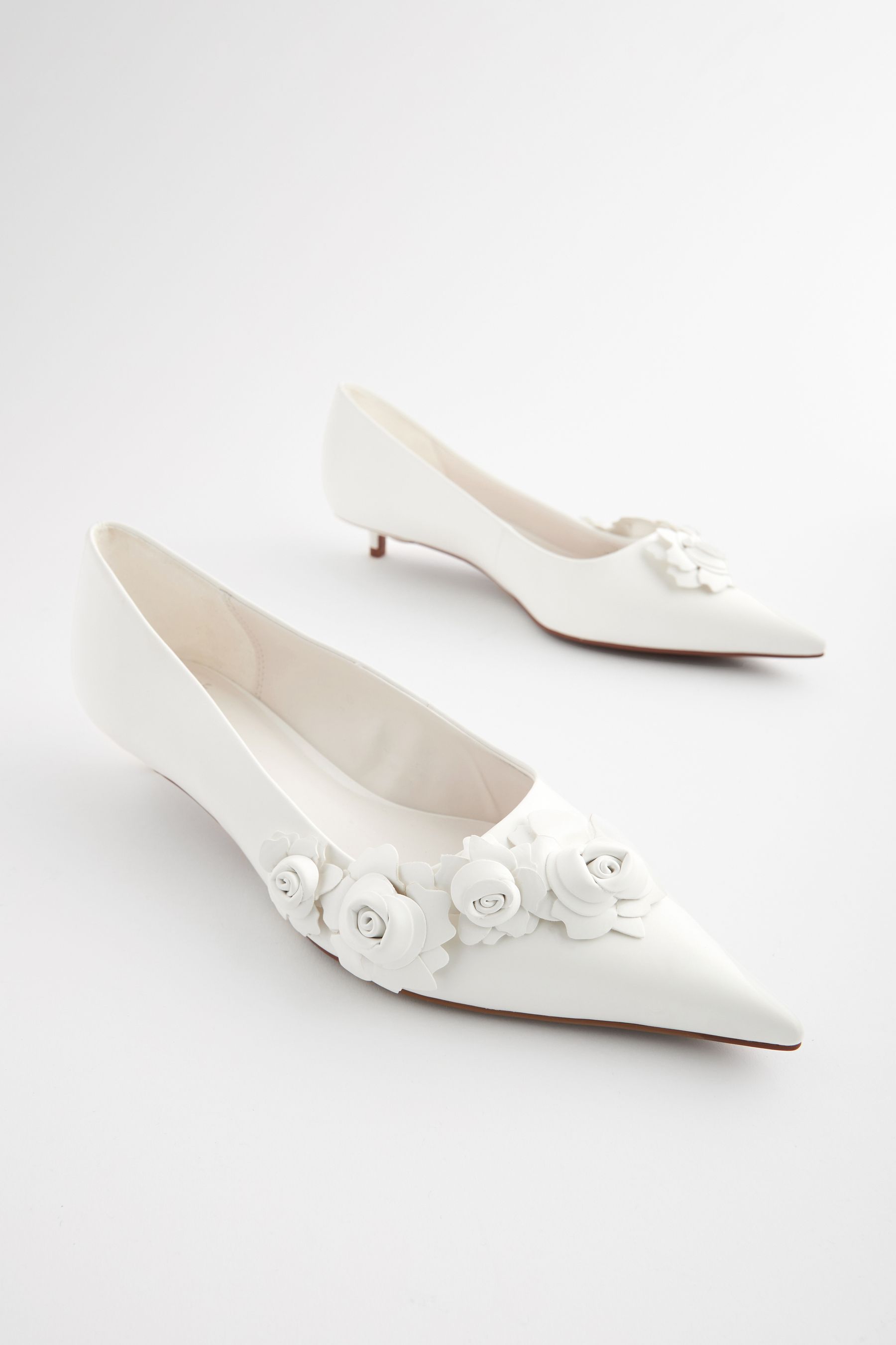White satin court shoes 2025
