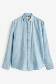Dusky Blue Regular Fit 100% Linen Long Sleeve Shirt - Image 7 of 8