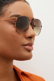 Tortoiseshell Brown Classic Aviator Style Sunglasses - Image 2 of 6