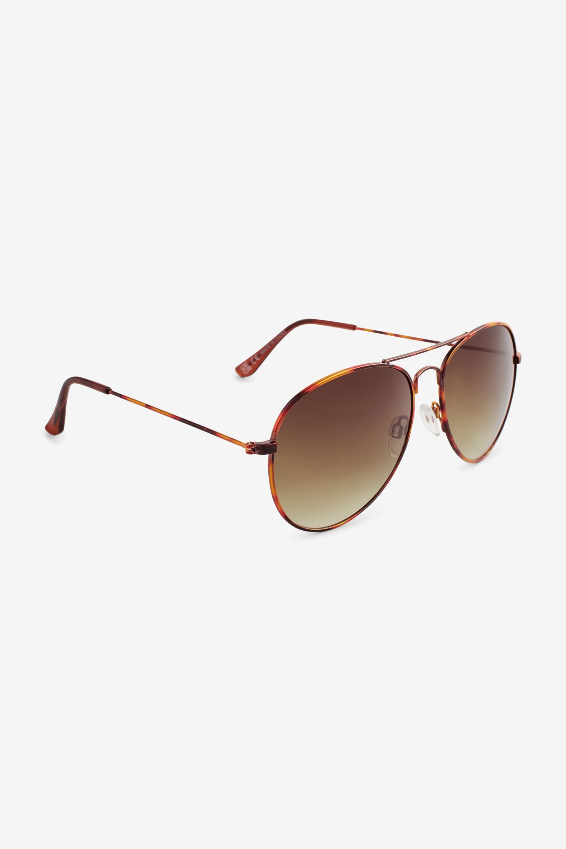 Tortoiseshell Brown Classic Aviator Style Sunglasses - Image 3 of 6
