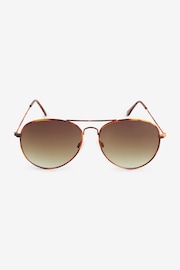 Tortoiseshell Brown Classic Aviator Style Sunglasses - Image 4 of 6