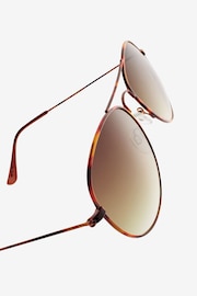 Tortoiseshell Brown Classic Aviator Style Sunglasses - Image 5 of 6