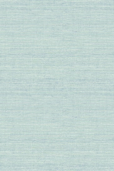 A Street Aqua Blue Grasscloth Textured Wallpaper