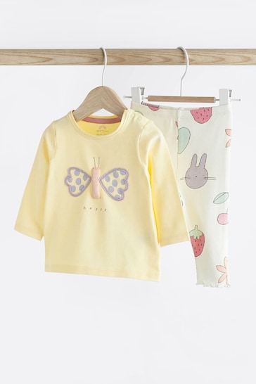 Yellow Butterfly Baby Top And Leggings Set