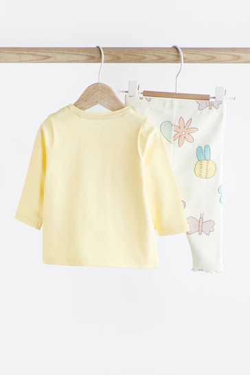 Yellow Butterfly Baby Top And Leggings Set