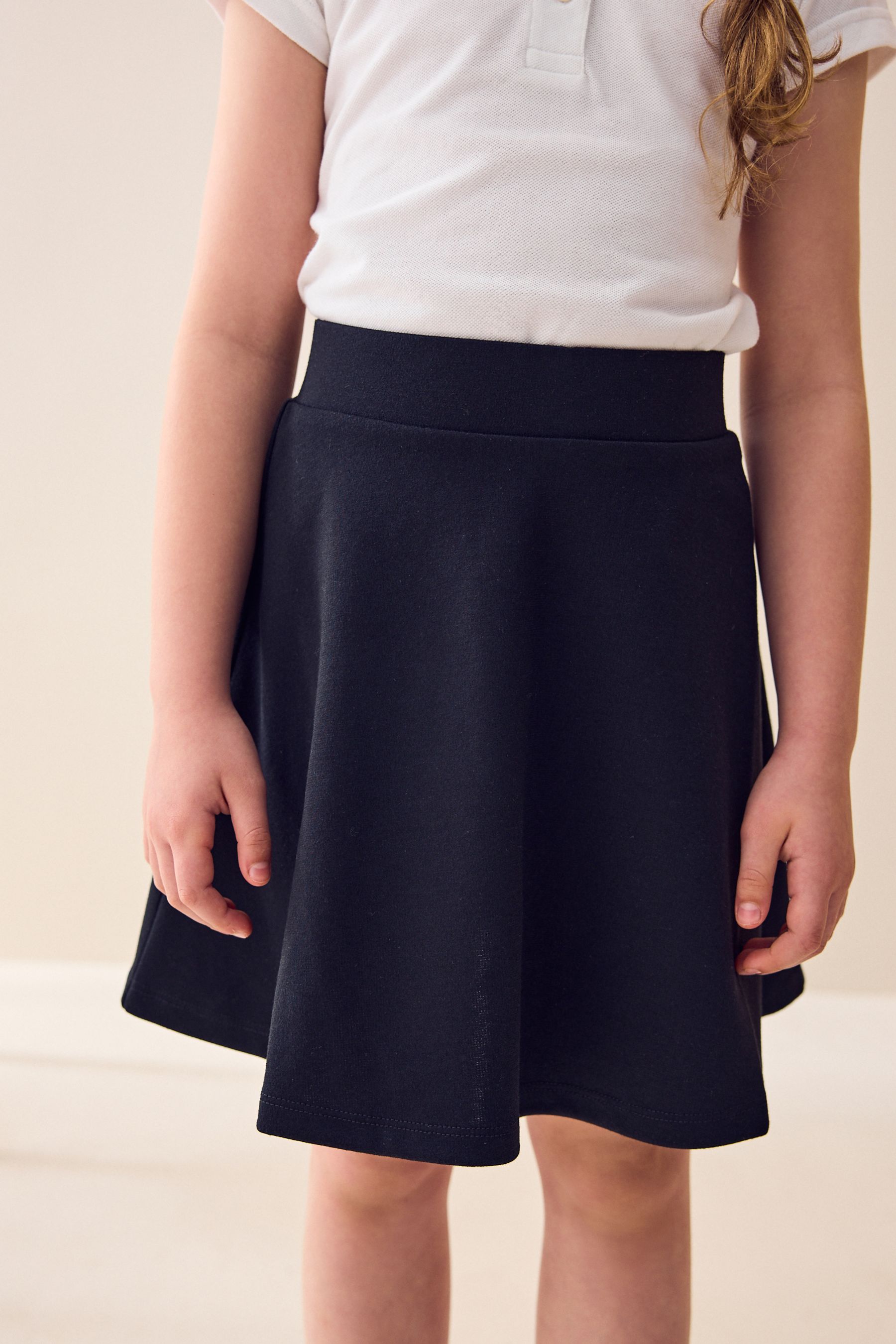 Black Regular Length Jersey Stretch Pull On School Skater Skirt 3 17yrs