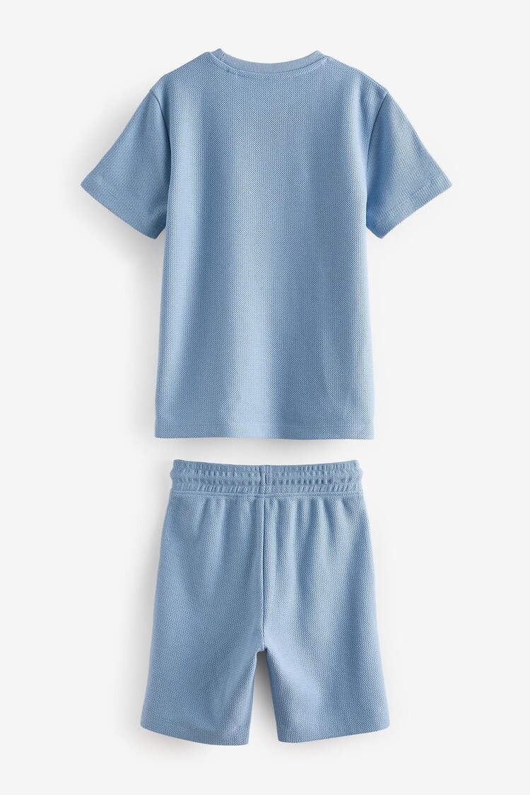 Blue Texture 100% Cotton Shorts and T-Shirt Set (3-16yrs) - Image 2 of 3