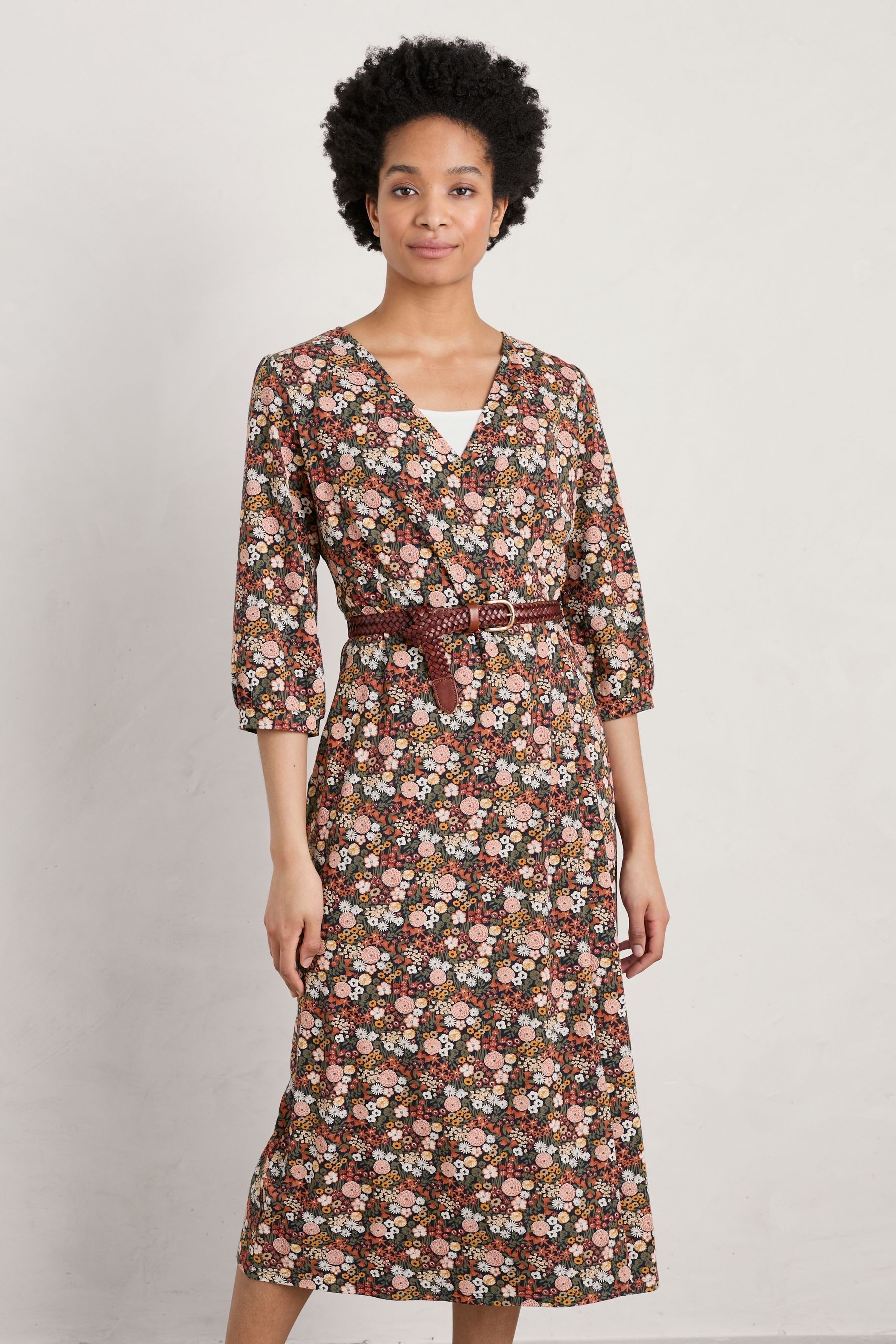 Buy Seasalt Natural Cornwall Multi Sowena Jersey Wrap Dress from Next Luxembourg