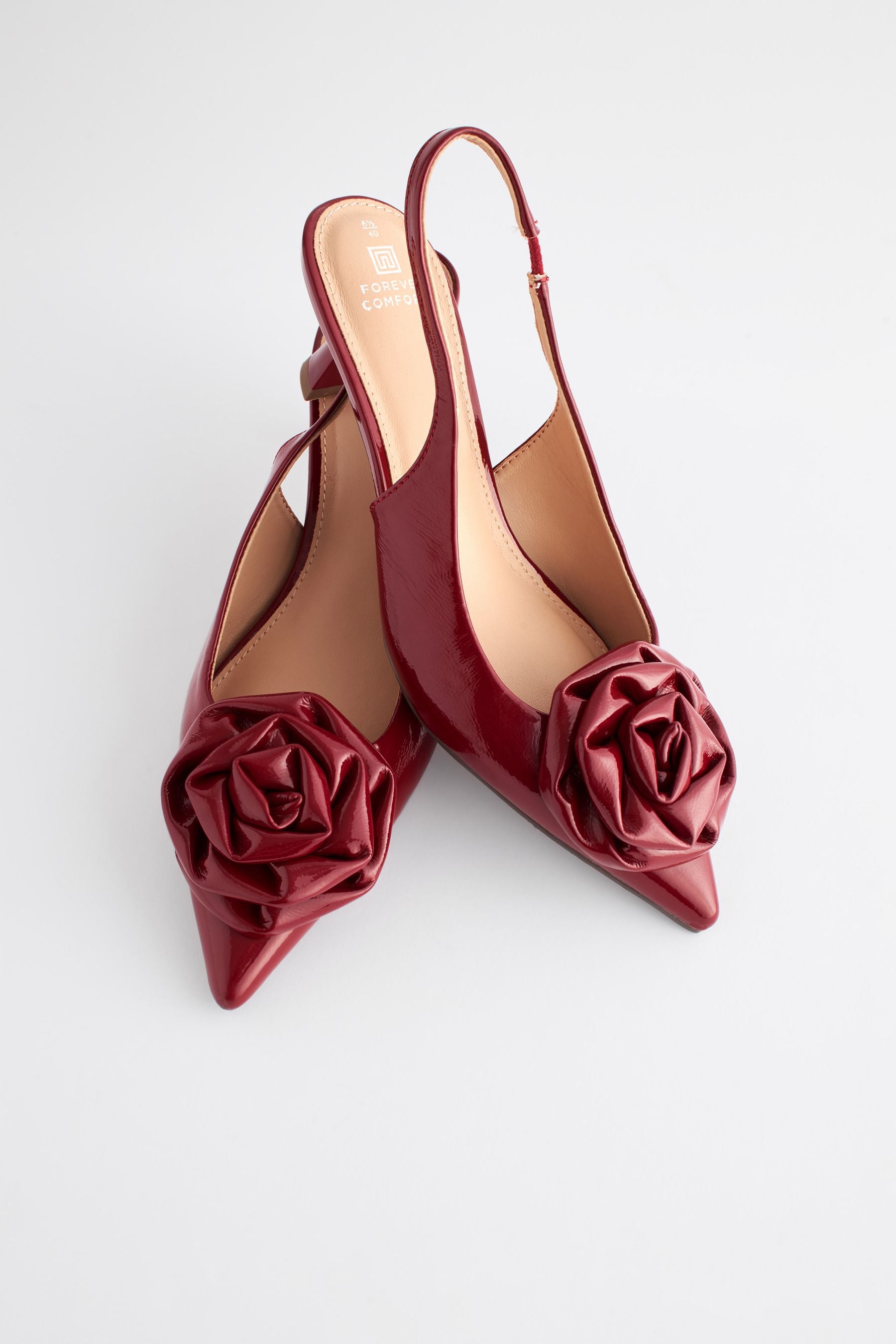 Buy Red Standard Wide Fit Forever Comfort Patent Corsage Slingback Kitten Heels from the Next UK online shop