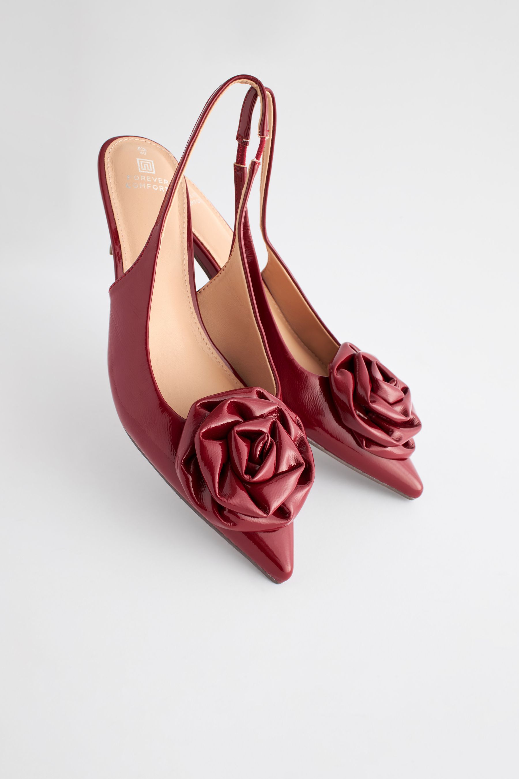 Red kitten heels wide fit on sale