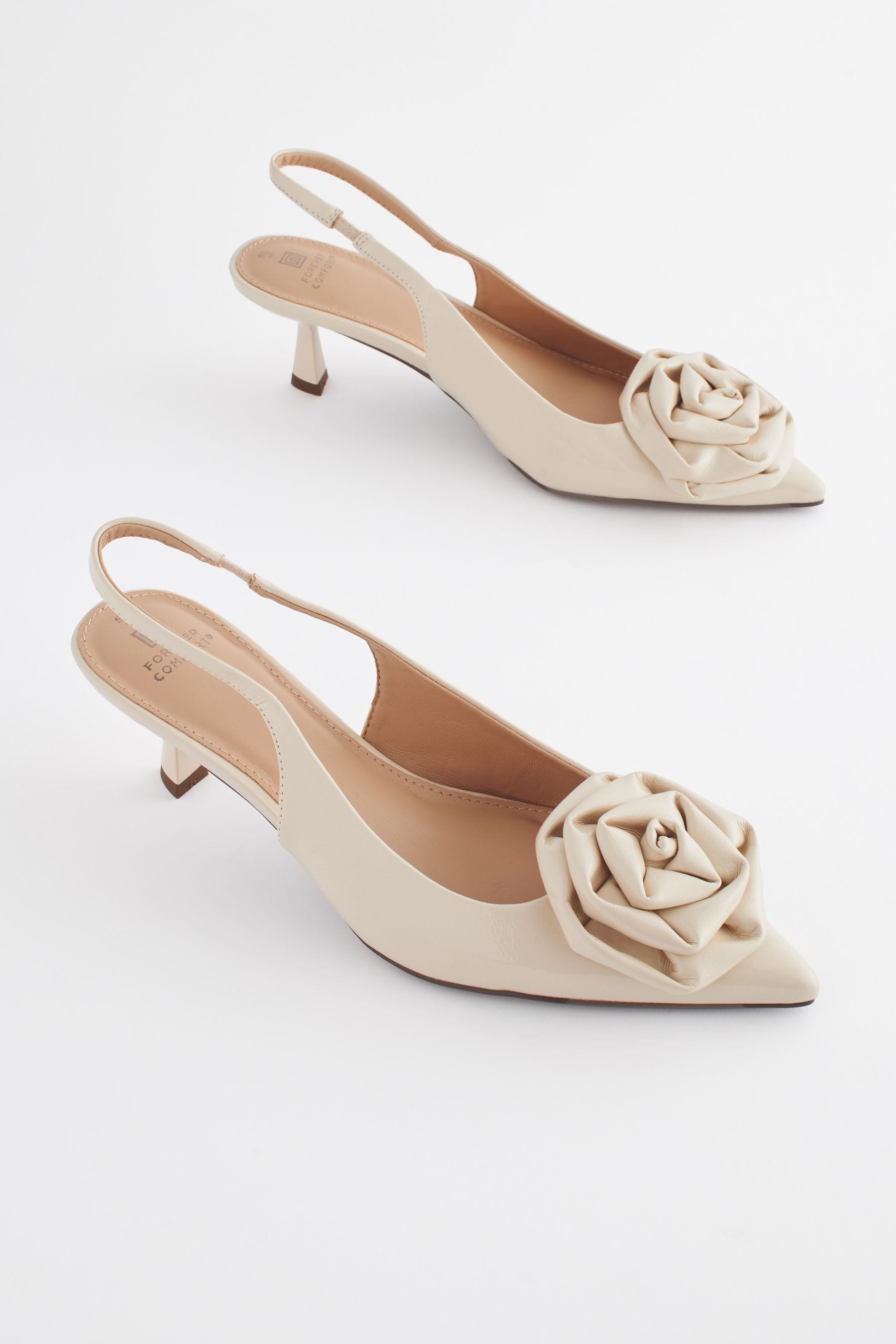 Buy Bone Standard Wide Fit Forever Comfort Patent Corsage Slingback Kitten Heels from the Next UK online shop