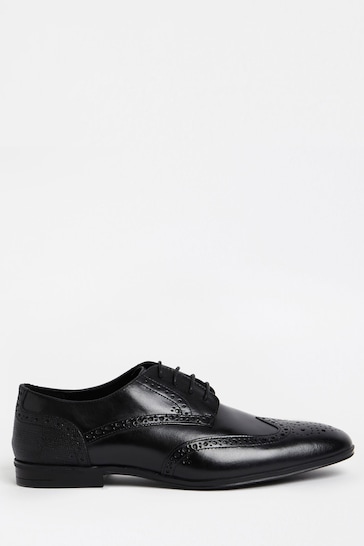 River Island Black Lace-Up Brogue Derby Shoes