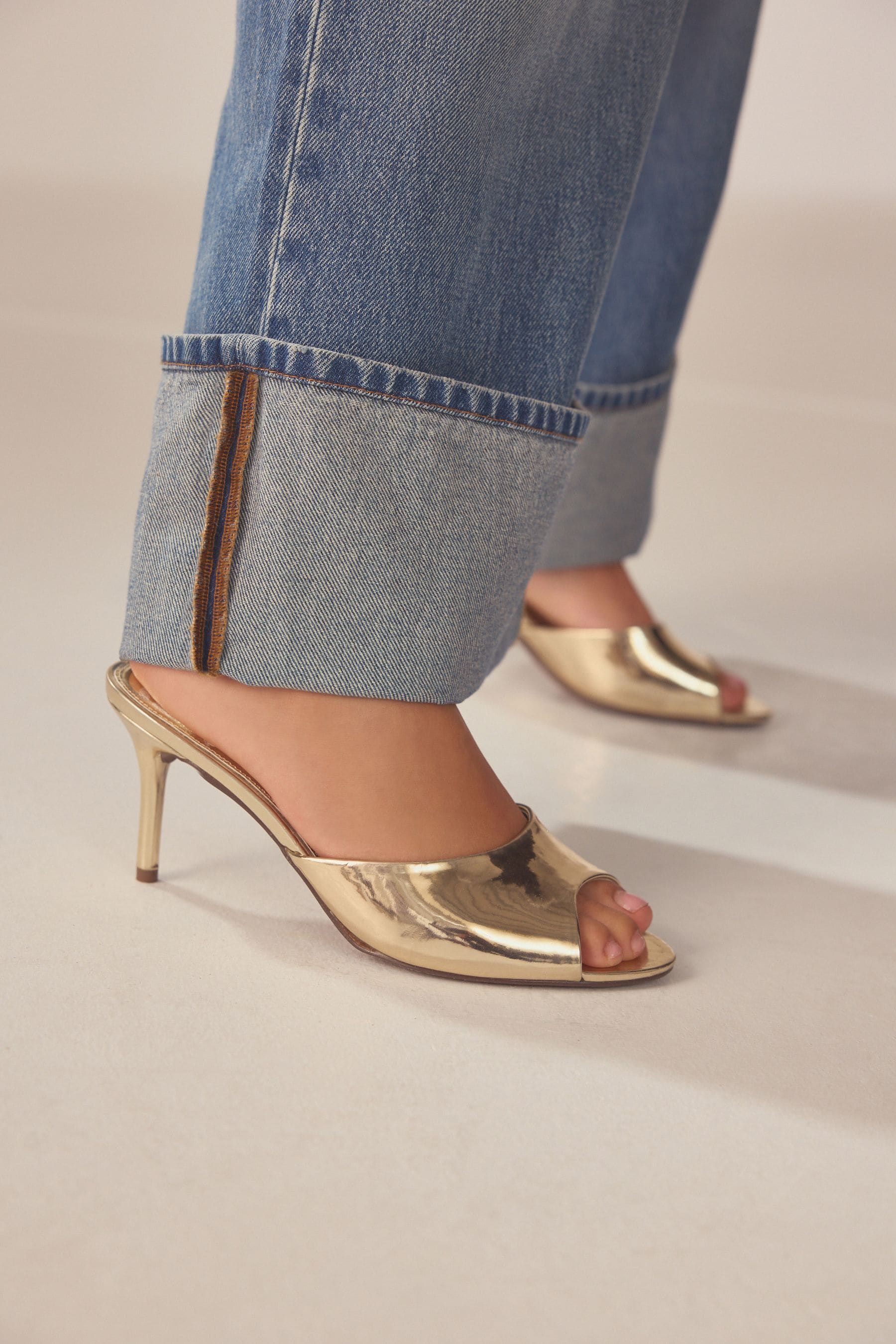 Gold mules heels uk outlet