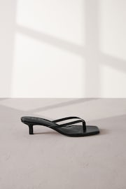 Black Signature Leather Toe Post Heeled Mules - Image 4 of 8