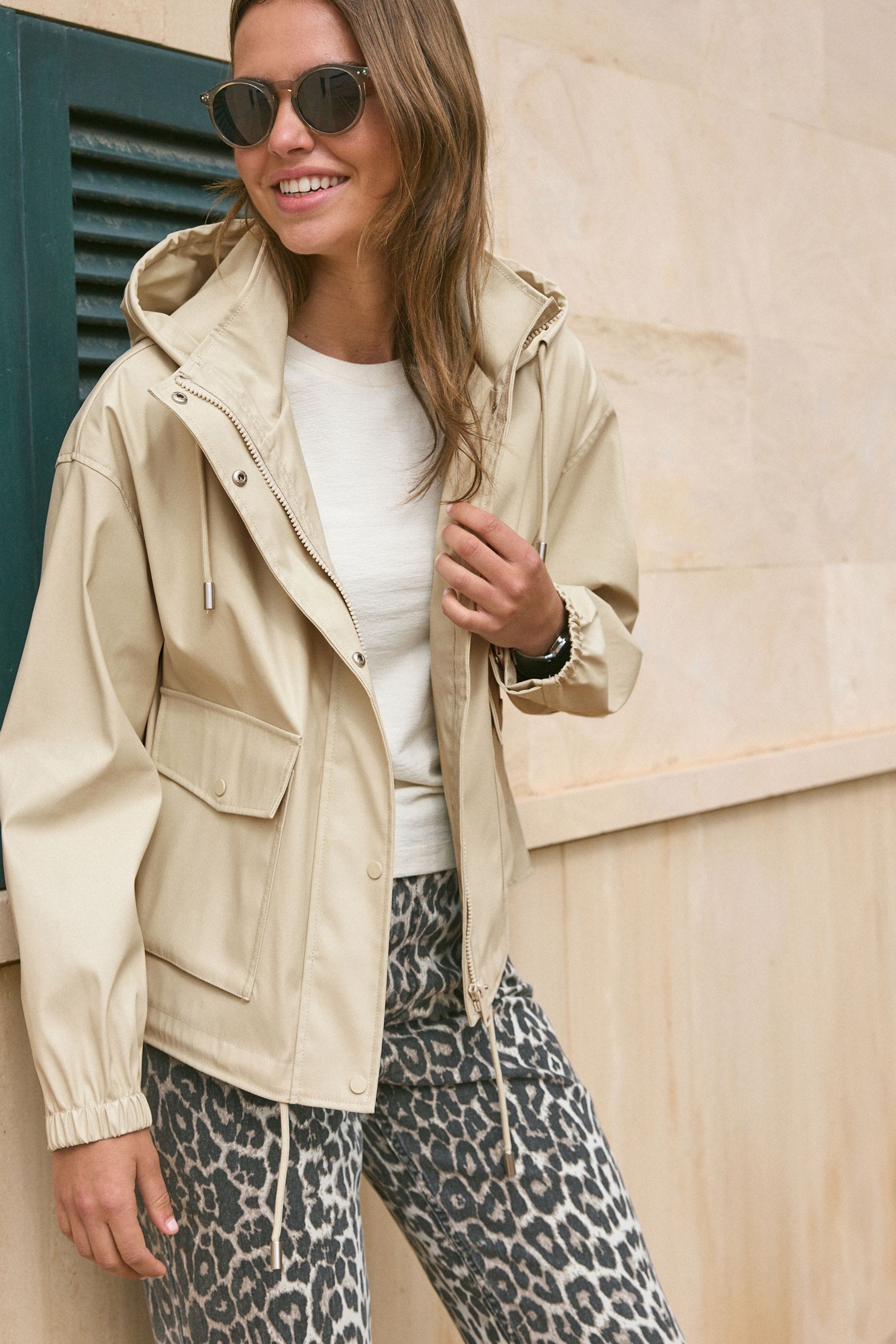 Neutral Rubber Shower Resistant Rain Jacket