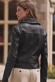 Чорний - Premium Genuine Leather Biker Jacket - Image 4 of 8