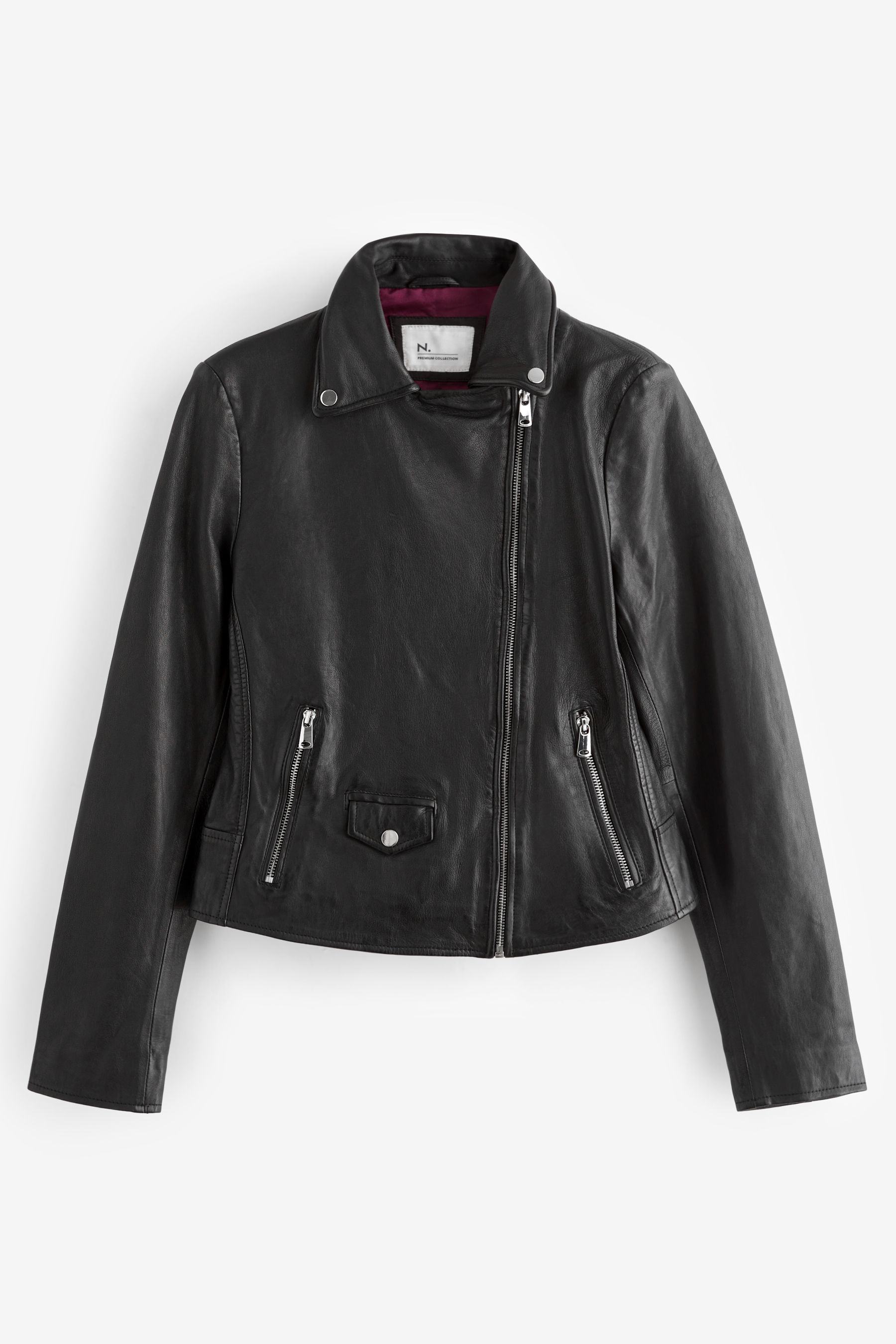 Buy Black Premium Genuine Leather Biker Jacket from the Next UK online shop